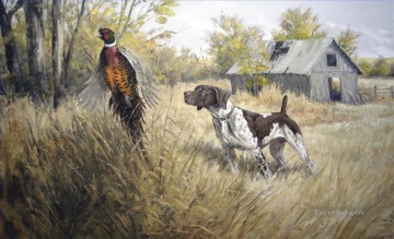 hunt dog and mallard Oil Paintings